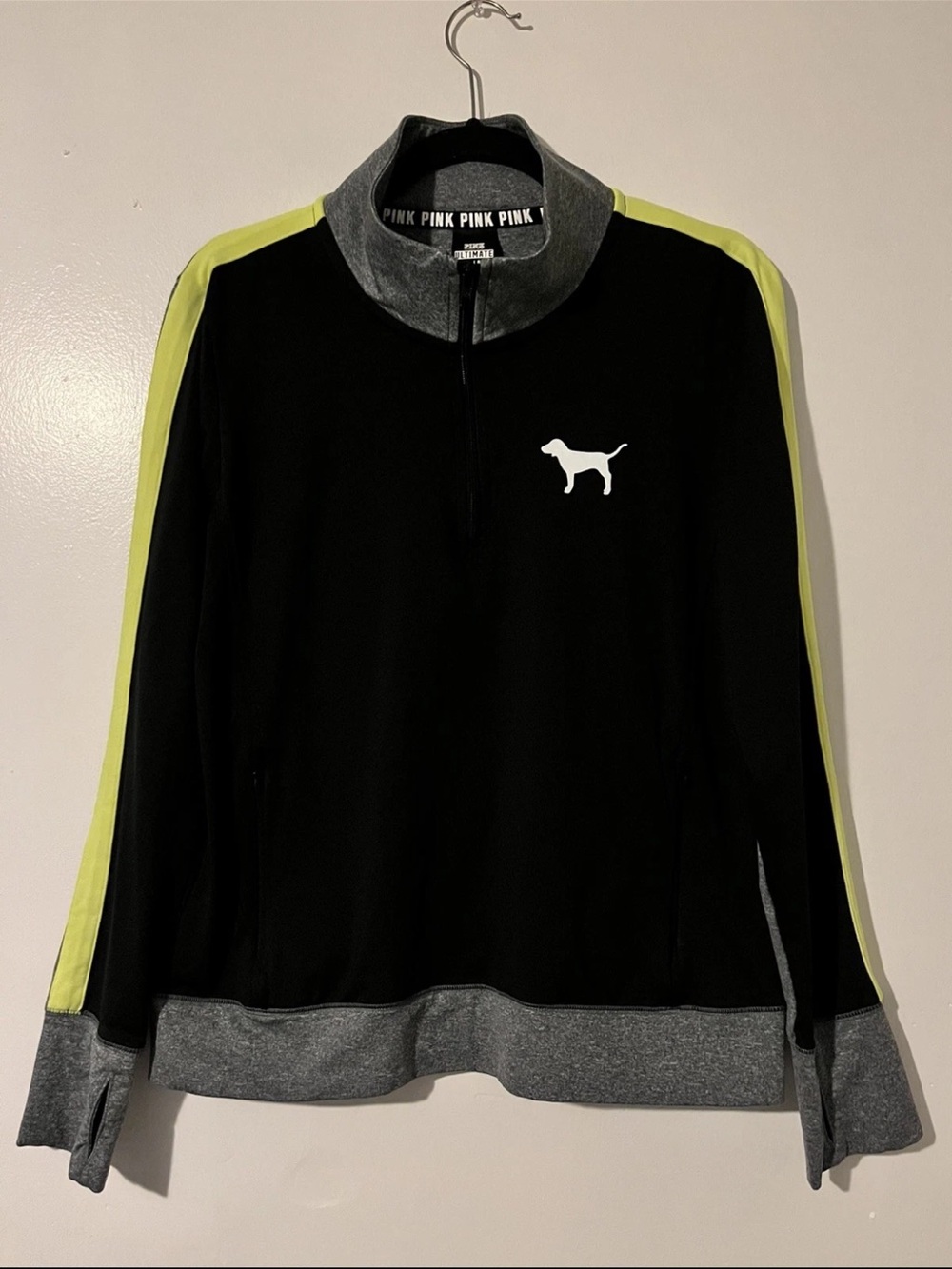Victoria's Secret PINK Black and Gray Quarter-Zip Pullover